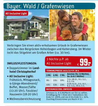 REWE Rewe reisen kurzausflug bayer. wald / grafenwiesen Angebot