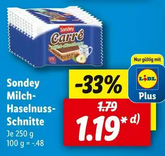 Lidl Sondey milch-haselnuss-schnitte Angebot