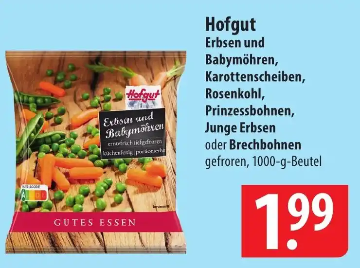 Hofgut Erbsen und Babymöhren, Karottenscheiben 1000 g Beutel Angebot ...