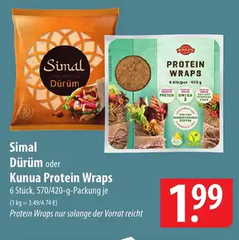 Famila Nord Ost Simal Dürüm oder Kunua Protein Wraps 6 Stück, 570/420-g-Packung Angebot