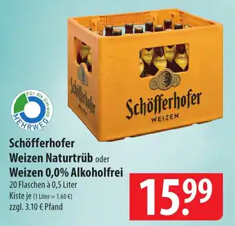 Famila Nord Ost Schöfferhofer Weizen Naturtrüb oder Weizen 0,0% Alkoholfrei 0,5 Liter Angebot