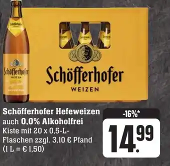 Scheck-in-Center Schöfferhofer Hefeweizen Alkoholfrei 20 x 0,5-L-Flaschen Angebot