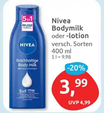 Budni Nivea Bodymilk oder -lotion versch. Sorten 400 ml Angebot