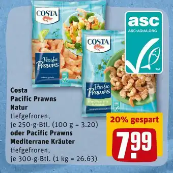 REWE Costa pacific prawns natur oder mediterrane kräuter Angebot