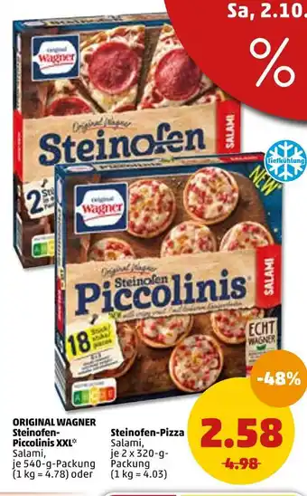 PENNY Original wagner steinofen-piccolinis xxl oder steinofen-pizza Angebot