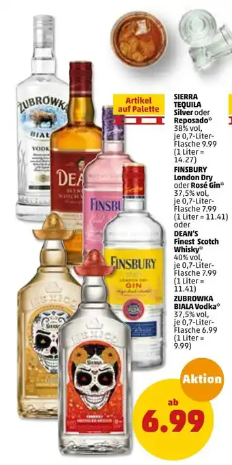 PENNY Sierra, finsbury, dean’s oder zubrowka spirituosen Angebot