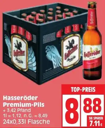 Edeka Hasseröder Premium-Pils 24x0,33 L Flasche Angebot