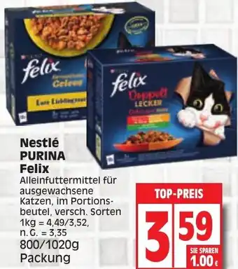 Edeka Nestlé PURINA Felix 800/1020 g Packung Angebot