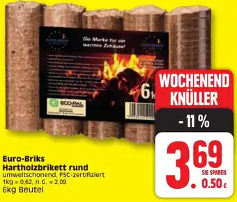 Edeka Euro-Briks Hartholzbrikett rund 6 kg Beutel Angebot