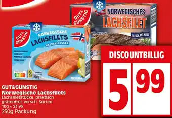 Elli Markt GUT&GÜNSTIG Norwegische Lachsfilets 250 g Packung Angebot