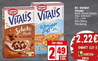 Elli Markt Dr. Oetker Vitalis Müsli 425/600g Packung Angebot