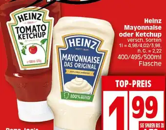 Elli Markt Heinz Mayonnaise oder Ketchup 400/495/500ml Flasche Angebot