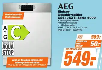 K+B Expert AEG Einbau Geschirrspüler GS649EXTI Serie 6000 Angebot