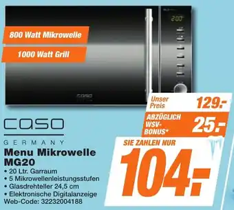 K+B Expert Caso Menu Mikrowelle MG20 Angebot