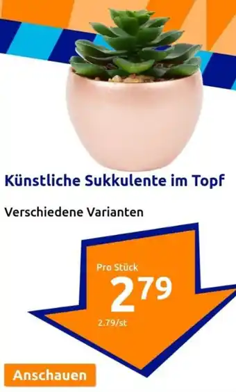 Action Künstliche Sukkulente im Topf Angebot