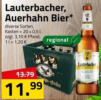 Logo Getränkemarkt Lauterbacher Auerhahn Bier 20x0,5L Angebot