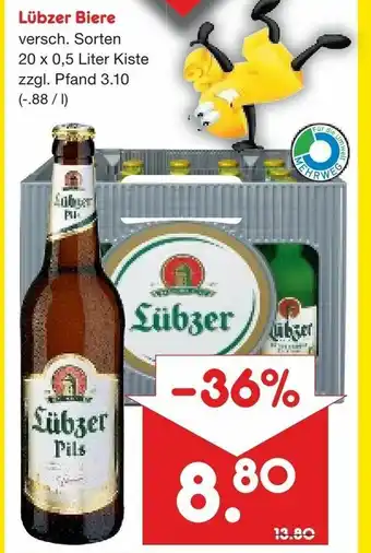 Netto Getränke Discount Lübzer Biere 20x0,5L Angebot