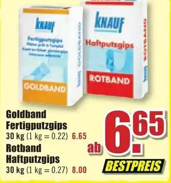 B1 Discount Baumarkt Goldband Fertigputzgips oder Rotband Haftputzgips Angebot