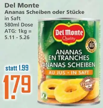 Klaas und Kock Del Monte Ananas Scheiben oder Stücke 580ml Angebot