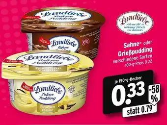 Wasgau Sahne oder Grießpudding 150g Becher Angebot