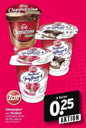 Wasgau Zott Sahnejoghurt oder Stichfest 140/150g Becher Angebot