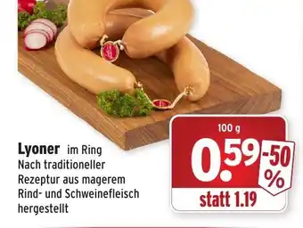 Wasgau Lyoner im Ring 100g Angebot