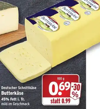 Wasgau Deutscher Schnittkäse Butterkäse 100g Angebot