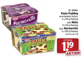 Wasgau Dr. Oetker Paula Pudding 4x125g, Mini 8x50g oder Marmorette 4x100g Angebot