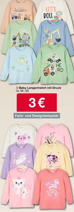 Woolworth Baby Langarmshirt mit Druck Gr. 68-86 Angebot