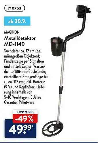 Aldi Nord Maginon Metalldetektor Md-1140 Angebot