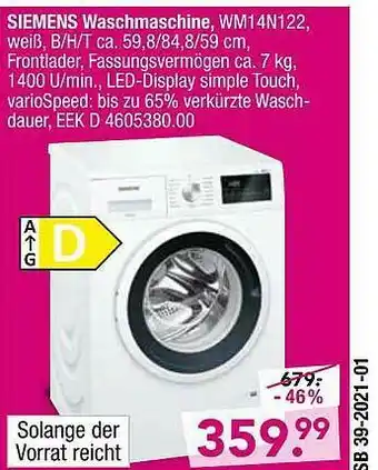 Möbel Boss Siemens Waschmaschine Angebot