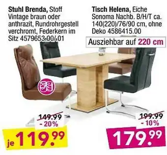 Möbel Boss Stuhl Brenda, Tisch Helena Angebot