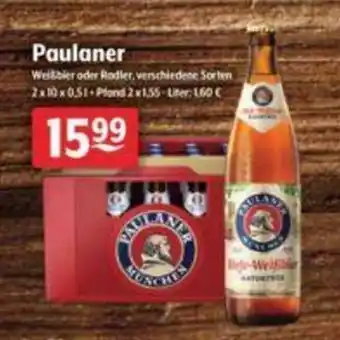 Getränke Hoffmann Paulaner Weißbier oder Radler Angebot