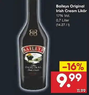 Netto Marken-Discount Baileys Original Irish Cream Likör Angebot