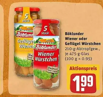 REWE Böklunder Wiener Oder Geflügel Würstchen Angebot