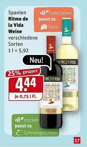 REWE Kaufpark Spanien Ritmo De La Vida Weine Angebot