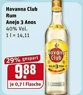 REWE Kaufpark Havanna Club Rum Anejo 3 Anos Angebot