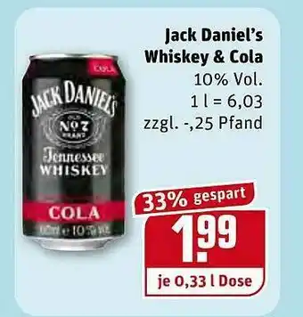 REWE Kaufpark Jack Daniel's Whiskey & Cola Angebot