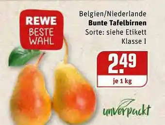 REWE Kaufpark Belgien Niederlande Bunte Tafelbirnen Angebot