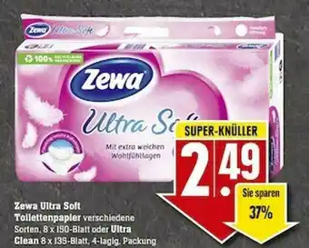 Scheck-in-Center Zewa Ultra Soft Toilettenpapier Oder Ultra Clean Angebot