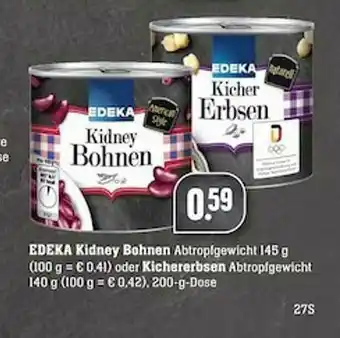 Scheck-in-Center Edeka Kidney Bohnen Oder Kichererbsen Angebot