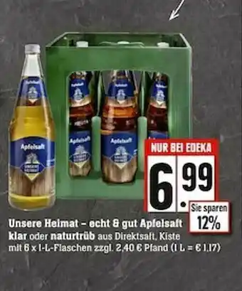 Scheck-in-Center Unsere Heimat Apfelsaft Klar Oder Naturtrüb Angebot