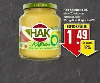 Scheck-in-Center Hak Apfelmus 0% Angebot