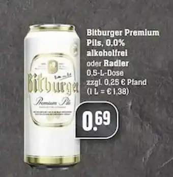 Scheck-in-Center Bitburger Premium Pils, 0.0% Alkoholfrei Oder Radler Angebot