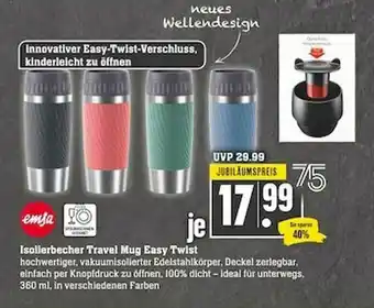 Scheck-in-Center Isolierbecher Travel Mug Easy Twist Emsa Angebot