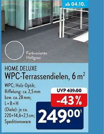 Aldi Nord Home Deluxe Wpc- Terrasendielen 6 M2 Angebot