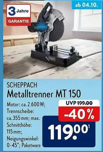 Aldi Nord Scheppach Metalltrenner Mt 150 Angebot