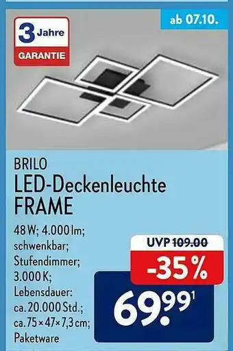 Aldi Nord Brillo Led-deckenleuchte Angebot