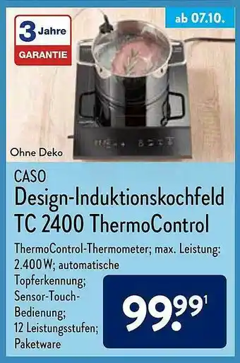 Aldi Nord Caso Design-induktionskochfeld Tc 2400 Thermocontrol Angebot