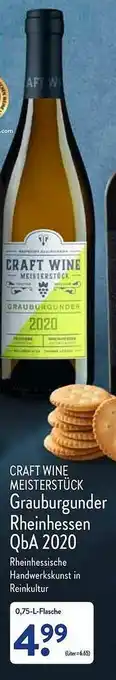 Aldi Nord Craft Wine Meisterstück Grauburgunder Rheihessen Qba 2020 Angebot